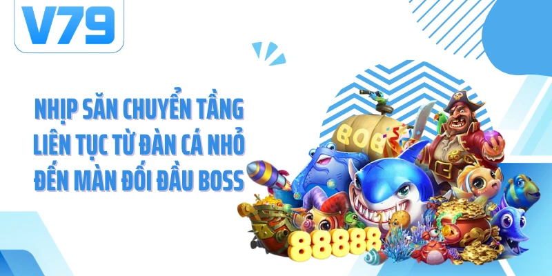 Nhịp săn chuyển tầng liên tục từ đàn cá nhỏ đến màn đối đầu boss